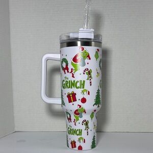 Festive Grinch White and Green Travel Tumbler
